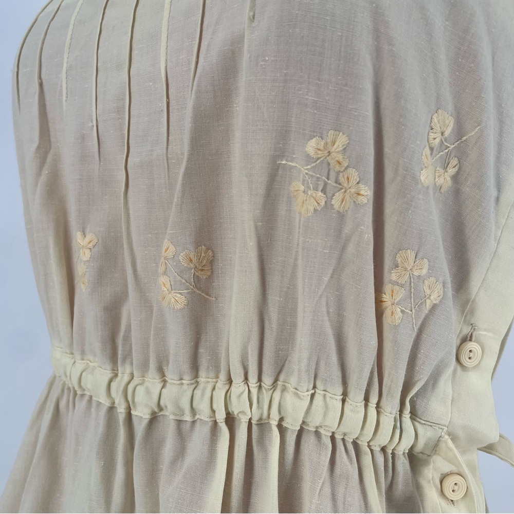 Vintage Pastel Yellow Side Button Drawstring Waist Midi Sundress - Picture 10 of 11
